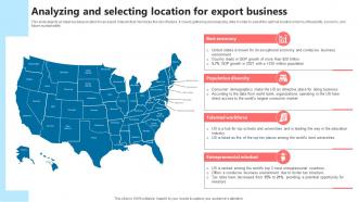 Analyzing And Selecting Location For Export Business Global Commerce Business Plan BP SS