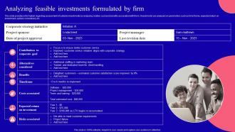 Analyzing Feasible Investments Formulated By Firm Key Corporate Strategy Components Strategy Ss