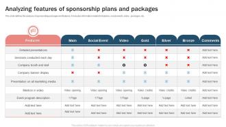 Analyzing Features Of Sponsorship Plans And Packages