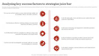 Analyzing Key Success Factors To Strategize Smoothie Bar Business Plan BP SS