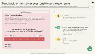Analyzing Metrics To Improve Customer Experience Feedback Emails To Assess Customers Experience