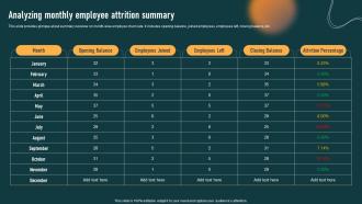 Analyzing Monthly Employee Attrition Summary HR Recruitment Planning Stages