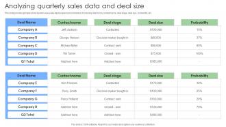Analyzing Quarterly Sales Data And Deal Steps To Build And Implement Sales Strategies