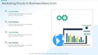 Analyzing stocks in business news icon