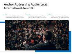 Anchor addressing audience at international summit