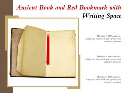 Ancient book and red bookmark with writing space
