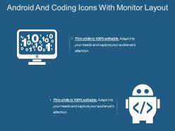 Android and coding icons with monitor layout