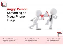 Angry person screaming on mega phone image