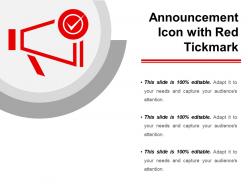Announcement icon with red tickmark