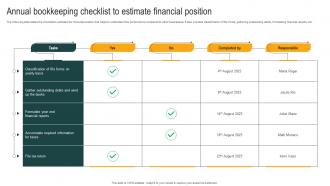 Annual Bookkeeping Checklist To Estimate Financial Position