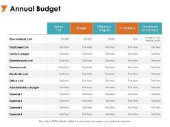 Annual budget electricity cost ppt powerpoint presentation layouts template