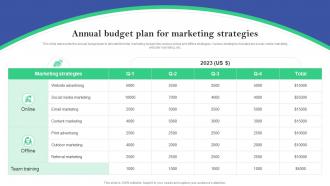 Annual Budget Plan For Marketing Strategies Online And Offline Marketing Plan For Hospitals