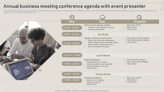 Annual Business Meeting Conference Agenda With Event Presenter