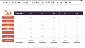 Annual Business Revenue Forecast With Subscriber Details