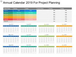 Annual calendar 2019 for project planning