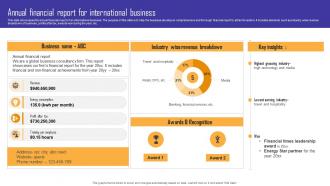 Annual Financial Report For International Business