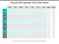 Annual hr calendar 2019 with notes