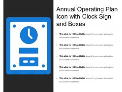 Annual operating plan icon with clock sign and boxes
