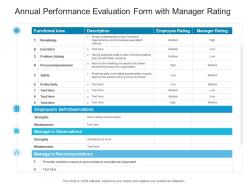 Annual performance evaluation form with manager rating