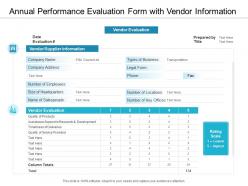 Annual performance evaluation form with vendor information