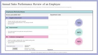 Annual Sales Performance Review Of An Employee