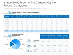 Annual sales report of the company by the product categories
