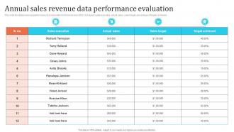 Annual Sales Revenue Data Performance Evaluation