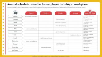 Annual Schedule Calendar For Employee Training At Workplace