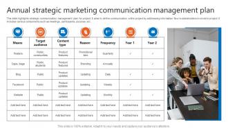 Annual Strategic Marketing Communication Management Plan