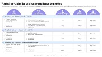 Annual Work Plan For Business Compliance Committee
