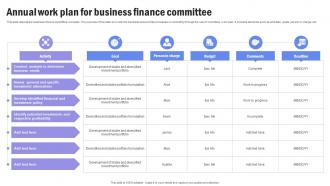 Annual Work Plan For Business Finance Committee
