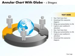 Annular chart with globe 3 stages powerpoint diagrams presentation slides graphics 0912