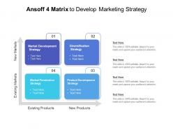 Ansoff 4 matrix to develop marketing strategy