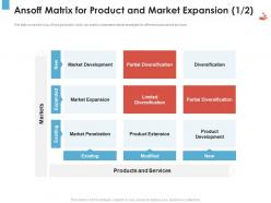 Ansoff matrix for product and market expansion market revenue management tool