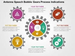 Antenna speech bubble gears process indications flat powerpoint design