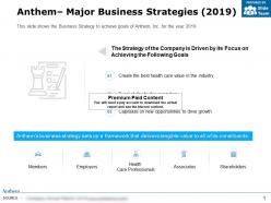 Anthem Major Business Strategies 2019
