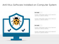 Anti virus software installed on computer system