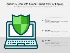 Antivirus icon with green shield front of laptop