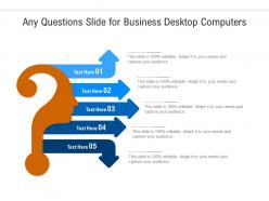 Any questions slide for business desktop computers infographic template