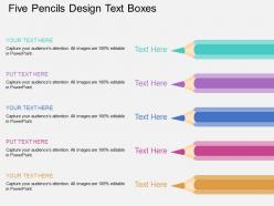 Ao five pencils design text boxes flat powerpoint design