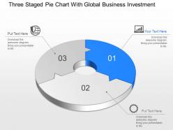 Ao three staged pie chart with global business investment powerpoint template slide