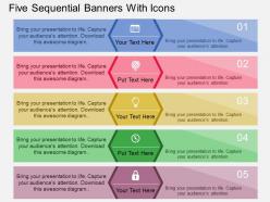 Ap five sequential banners with icons flat powerpoint design