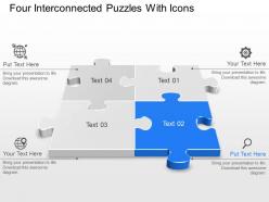 Ap four interconnected puzzles with icons powerpoint template