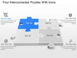 Ap four interconnected puzzles with icons powerpoint template