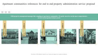 Apartment Communities References For End To End Property Administration Service Proposal