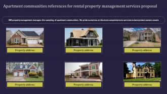 Apartment Communities References For Rental Property Management Services Proposal Ppt Slides