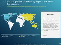 Api management market size by region world map representation ppt powerpoint presentation