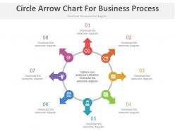 App eight staged circle arrow chart for business process flat powerpoint design
