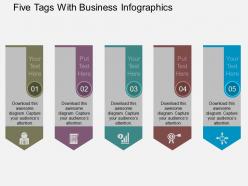 App five tags with business infographics flat powerpoint design