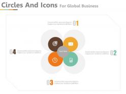 App four circles and icons for global business communication flat powerpoint design